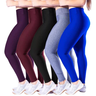 Kit 5 Calça Legging Lisa Suplex Cintura Alta Academia em Oferta na Shopee