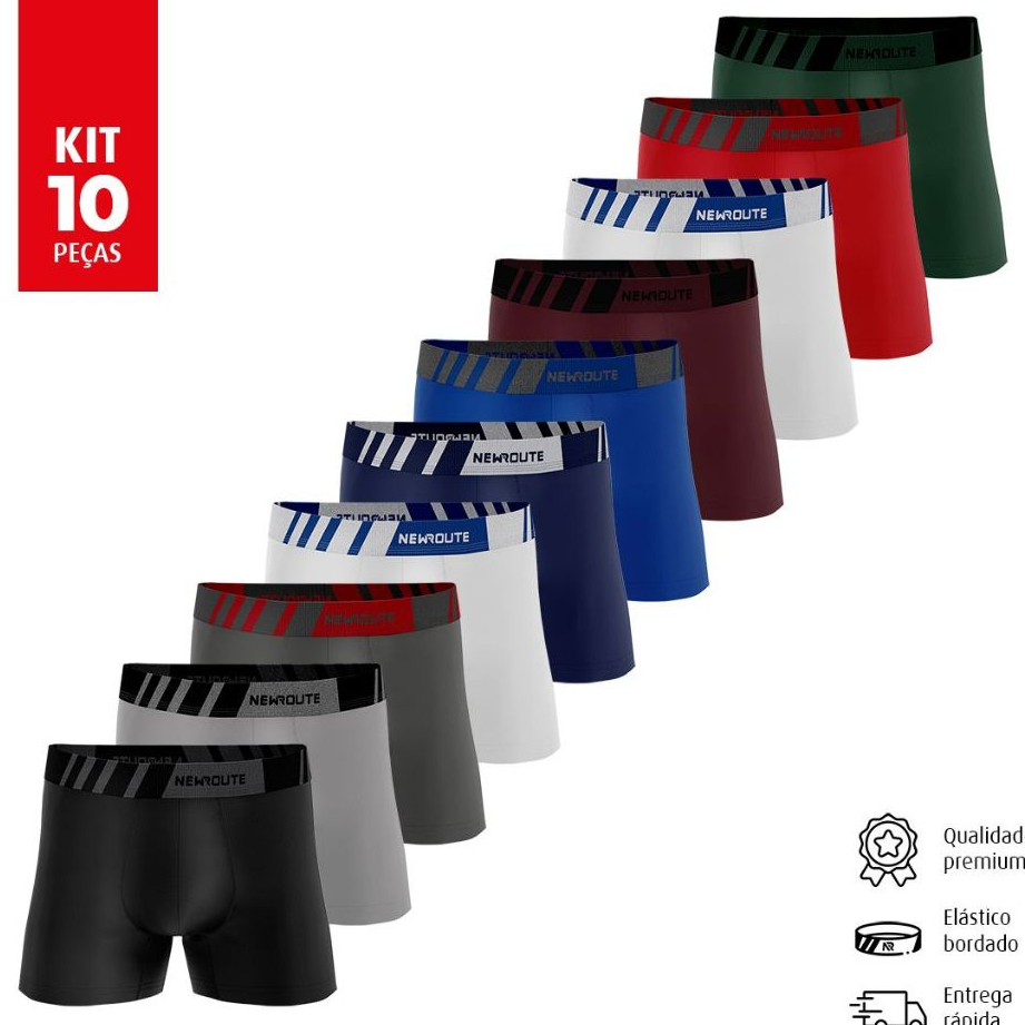 Kit 10 Cuecas Box de Microfibra Original Roupas lisas Atacado
