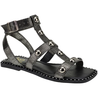 Sandalia Gladiadora Flat com Rebites Spike Rasteirinha Tacha Fivelinha 260-01