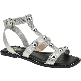 Sandalia Rasteira Gladiadora Fivela com Tachas Spike Flat Moderna 260-01