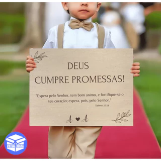 Placa decorativa para casamento em mdf Deus cumpre promessas!