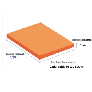 Espuma D28 Em Metro Laranja 190cm x 50cm 5cm de espessura para estofados, cadeira, cabeceiras