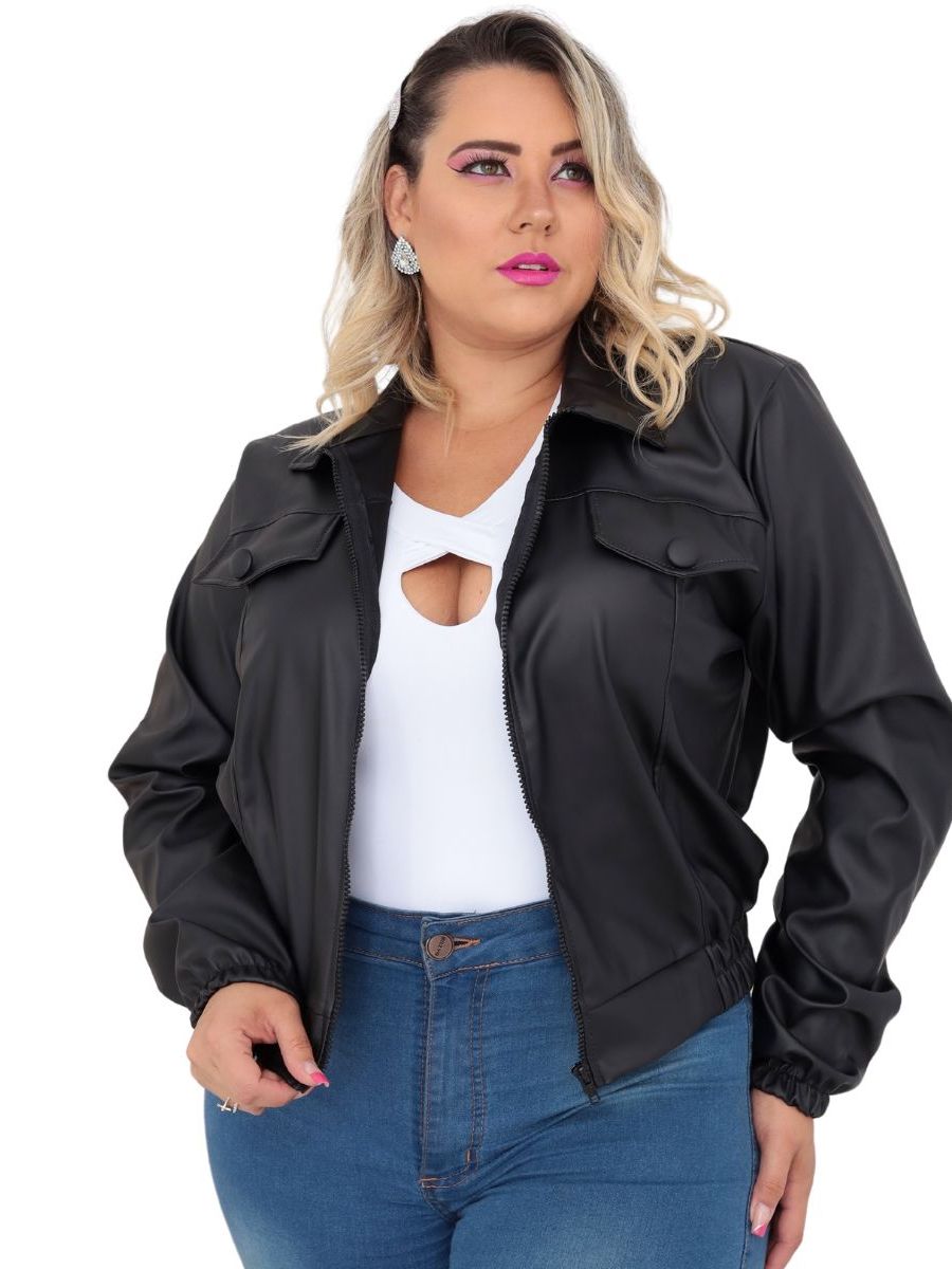 Jaqueta couro sintetico feminina plus size orders