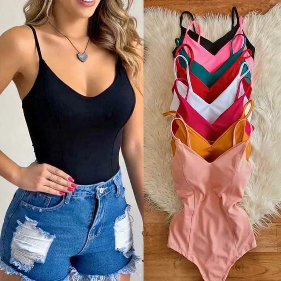 Body Feminino Decote Alcinha Com Bojo Bodi regata alcinha feminina liso ...
