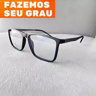Armação Óculos masculino resistente Para grau quadrado flexível com mola de proteção miopia astigmatismo hipermetropia presbiopia vista cansada modelo 90420