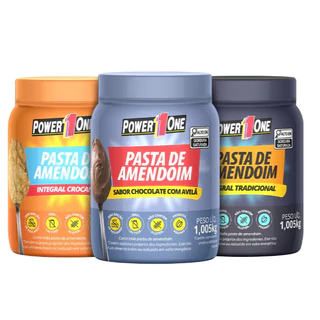 Pasta de Amendoim Crocante Integral 1,005kg Power One PowerOne Power1One 1Kg Chocolate com Avelã Tradicional Flex SP