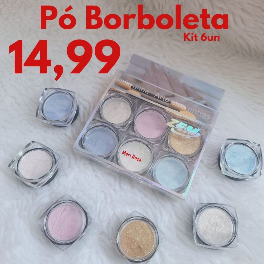 Pó Borboleta Para Unha Nail Art Asa de Borboleta com 6 unidades ...