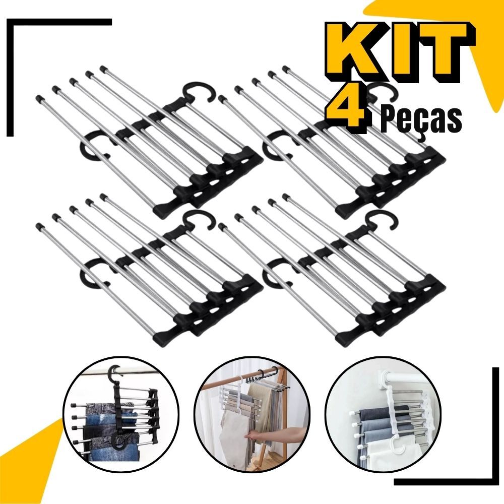 Cabide Multifuncional para Calças de Inox com 5 Divisórias Cabide ...