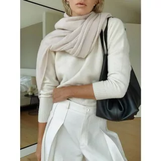 MONNEI Blusa suéter sólido gola alta Malha Tricot Cacharrel