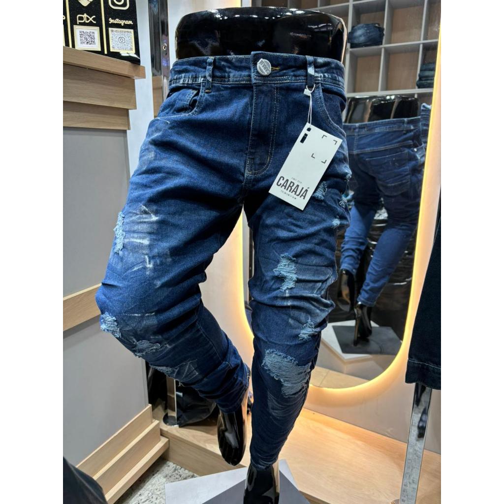 Calça Jeans Masculina Destroy Linha Premium | Shopee Brasil
