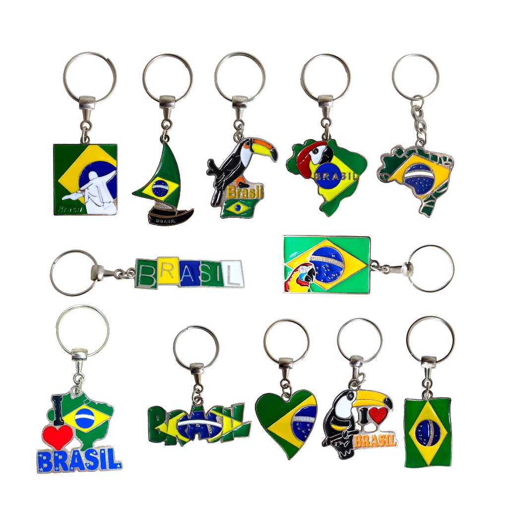 kit 15 Chaveiros Turísticos Do Brasil de Metal - Lembrancinhas Bandeira ...