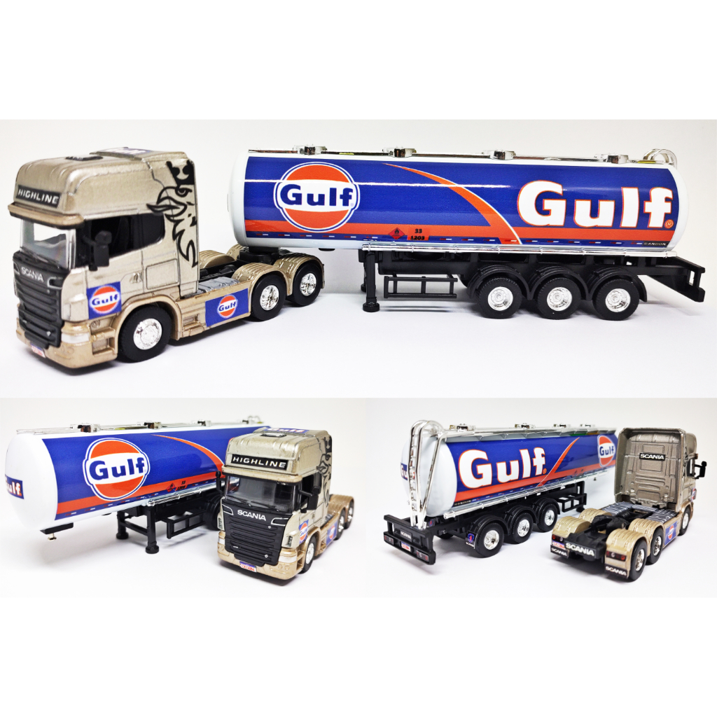 Miniatura Caminhão Scania Highline + Tanque GULF
