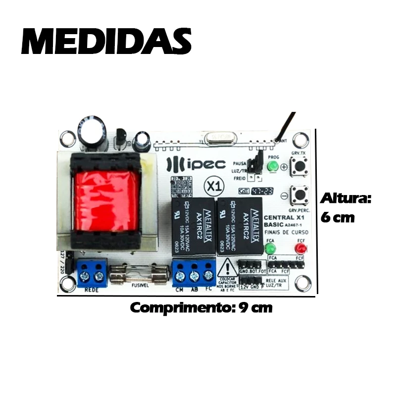 Central Placa Motor Portão Eletrônico PPA RCG SEG Garen AGL + 2 Controles 3 Canais