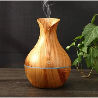 Umidificador e Aromatizador Vaso De Madeira Difusor Ultrassônico Tipo Madeira Com Led Colorido Usb