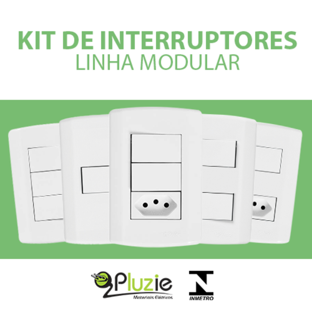 Kit de interruptor e tomada Pluzie linha Pluzi Modular 10A 20A 4x2