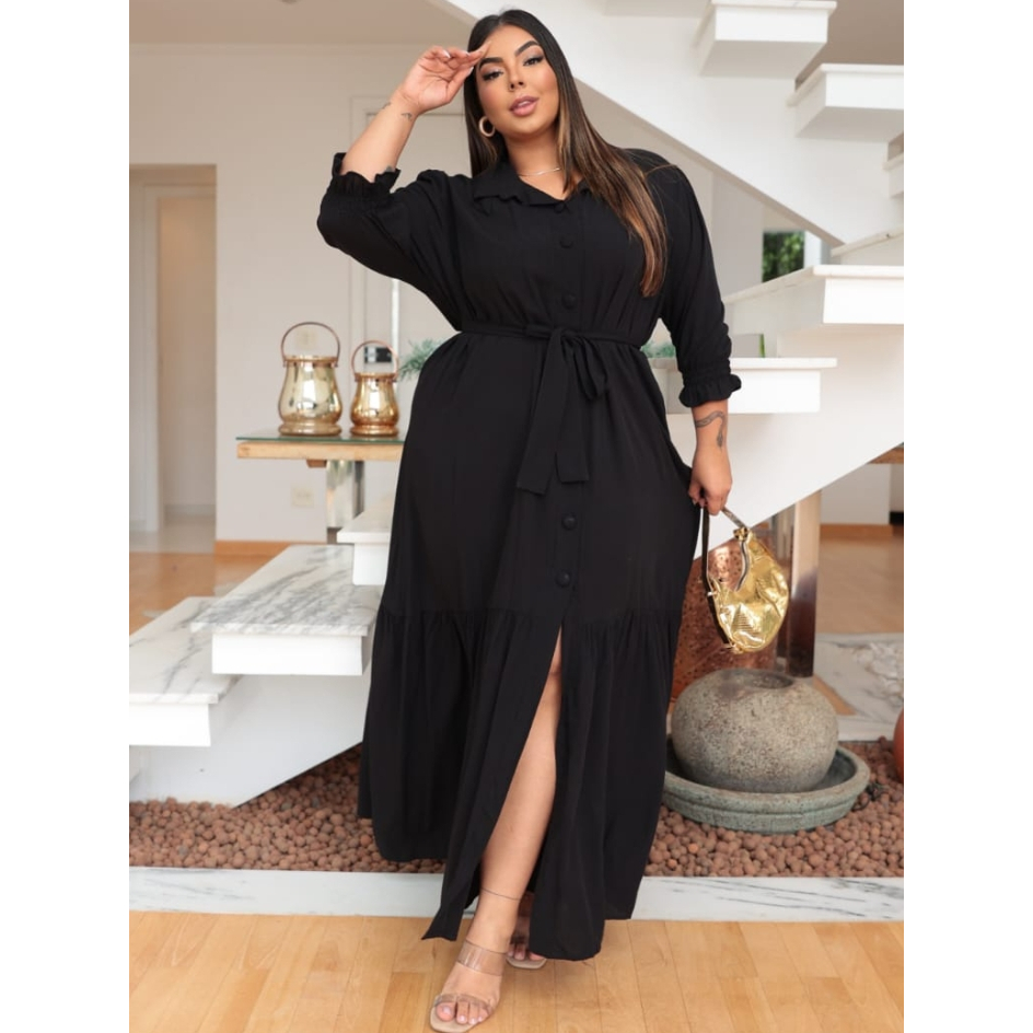 Chamice Longo Plus Size viscolinho Feminino 48 - 54 Elastex | Shopee Brasil