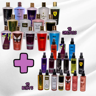 Kit 10uni Cremes Hidratantes + 10uni Body Splash Perfumes Importados - Escolha suas fragrâncias