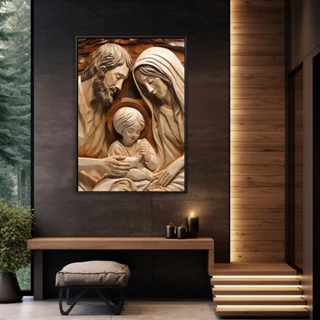 Quadro Vertical Jesus O Salvador Moderno Chique para corredor sala hall em canvas c/ Moldura