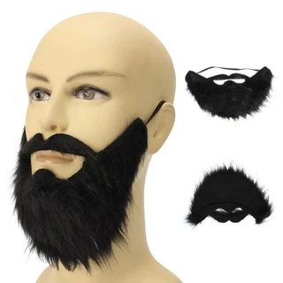 Fantasia Barba Falsa Preta Estilo Pirata Barba Postiça Falsa Preto Fantasia Carnaval Halloween Viking
