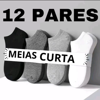 Kit 12 Pares de Meias Soquete invisivel 80% algodão