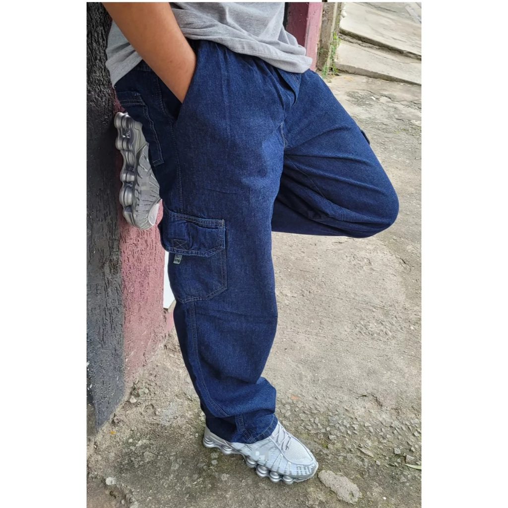Calça Baggy CalÃ§a Jeans Cos Elastico Calça Jeans Masculina Cargo