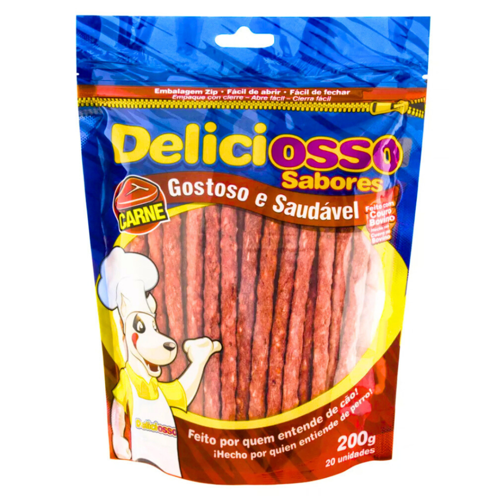 Petisco Bifinho Osso Palito Fino Deliciosso 46 Unidades para Cães Sabor Carne 200g em Oferta na Shopee