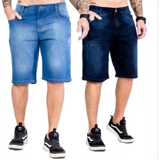 Kit 2 Bermudas Jeans Masculina com lycra elastano