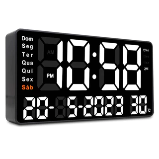 Relógio De Parede e Mesa Digital com Calendário Temperatura e Alarme Lelong Le-2167