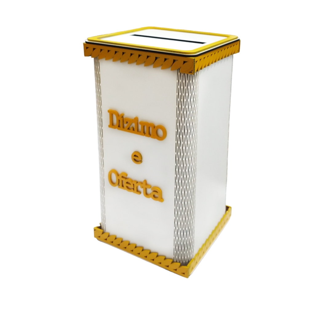 Gazófilacio Dízimos E Ofertas Urna Igreja Luxo Branco / Dourado ...