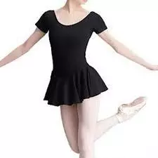 Collant Ballet Manga Curta Body Com Saia Embutida Preto - Roupa Balé