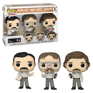 FUNKO POP THE OFFICE UTICA PRANK - MICHAEL SCOTT / DWIGHT SCHRUTE / JIM HALPERT 3-PACK NOVO ORIGINAL