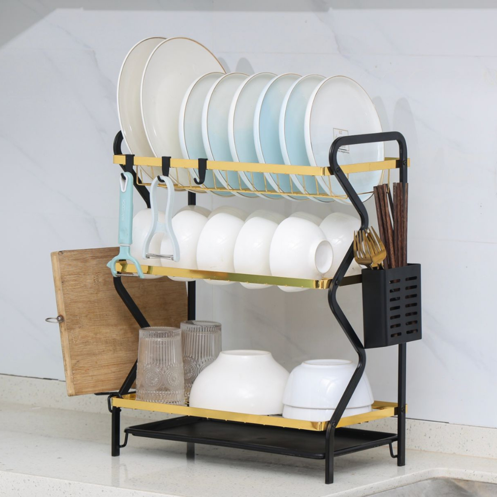 Escorredor De Louça 3 Andares Aço Inoxidável Organizador Moderno Com ...