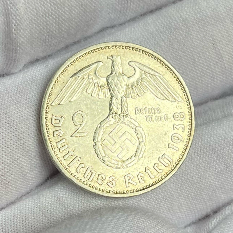 Moeda em Prata da Alemanha Segunda Guerra - 2 reichsmark - 1938 - Terceiro Reich