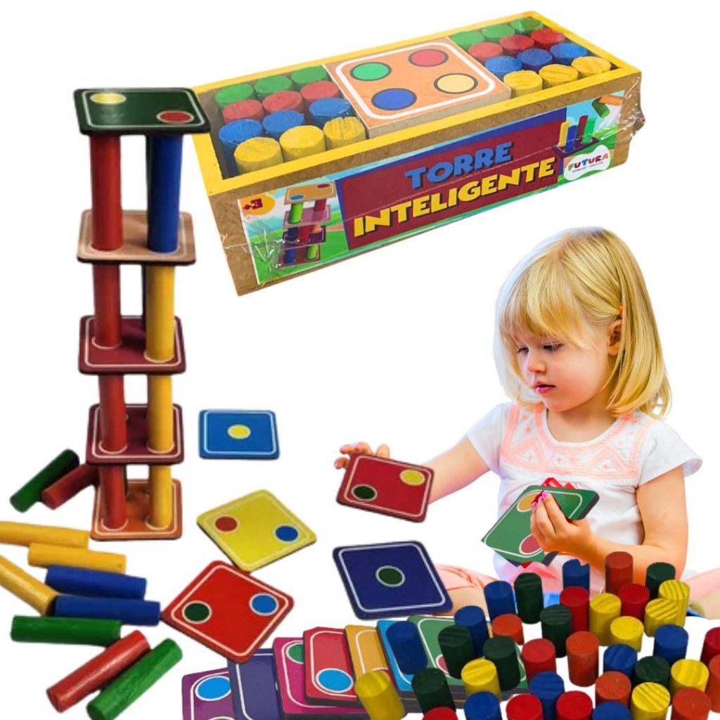 Brinquedo Torre Inteligente Educativo Bloco De Montar