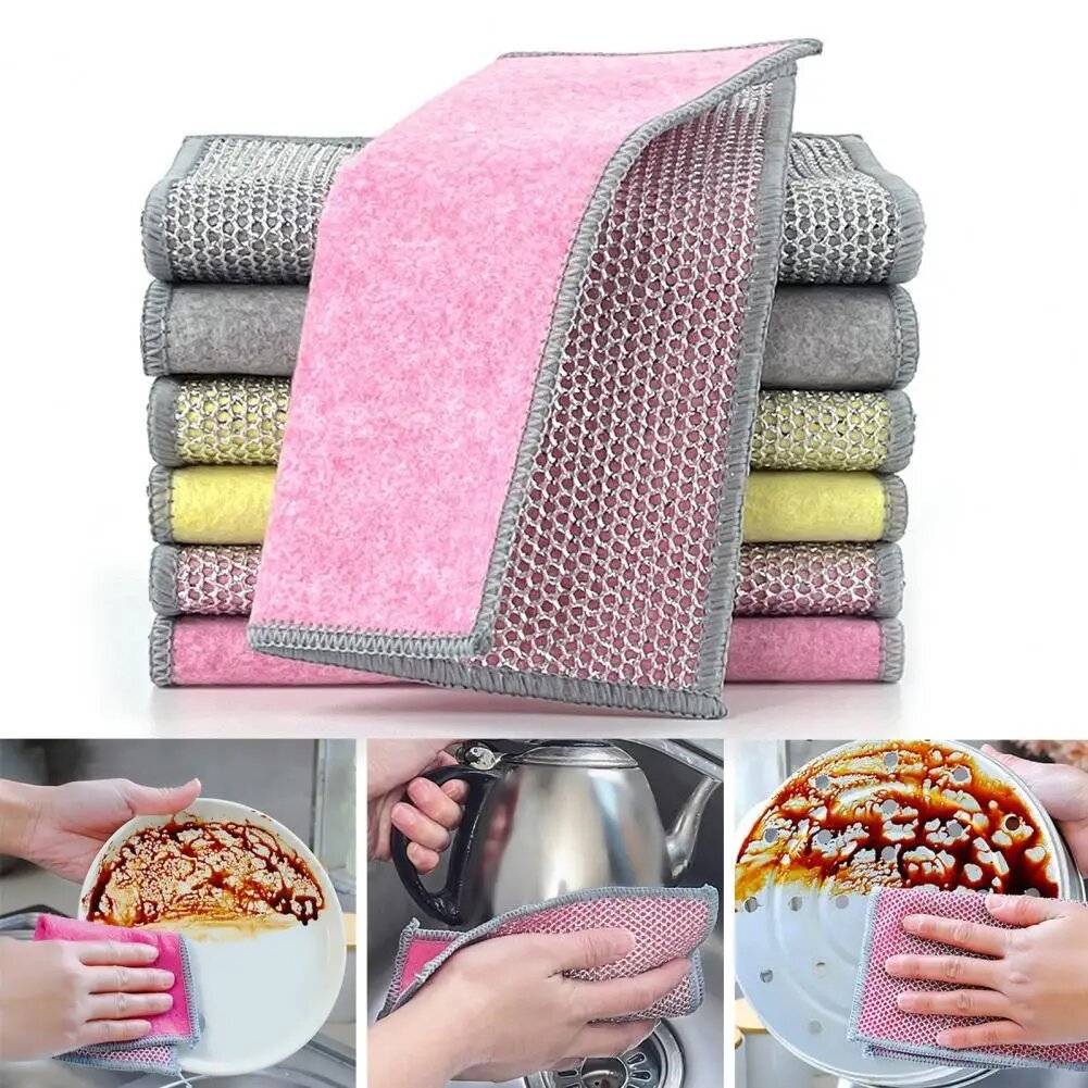 10 pcs Pano de aço metálico dupla face Pano de limpeza mágico espessado