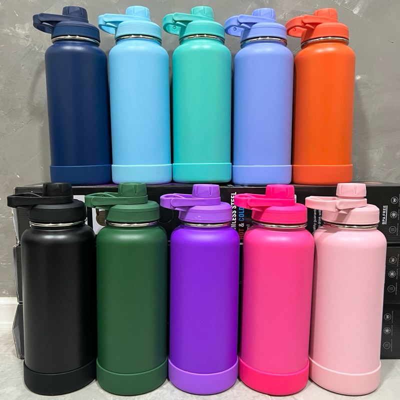 Garrafa Térmica 950ML aço inox já personalizada com seu nome + Protetor de silicone