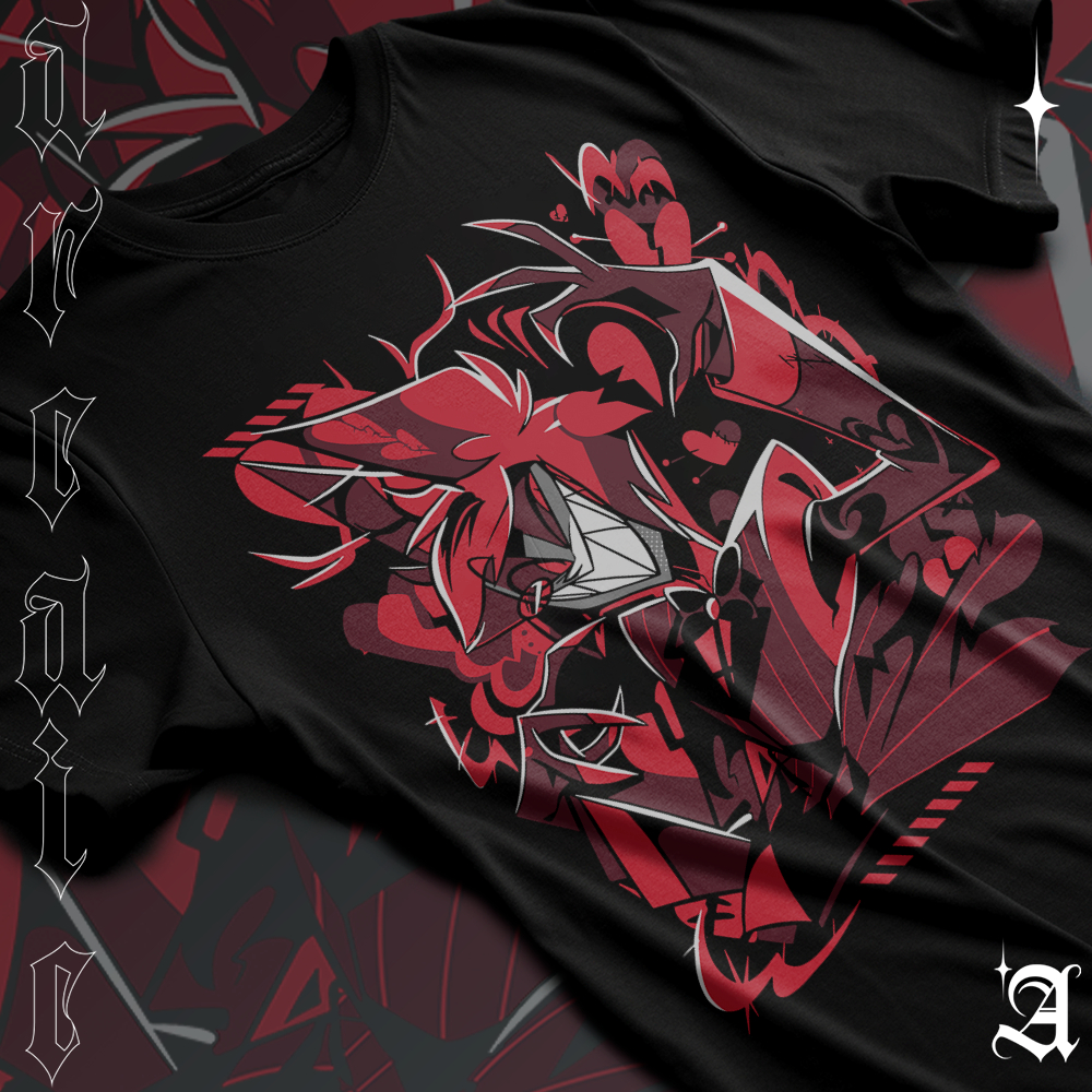 Camiseta Basica Algodao Hazbin Hotel Alastor O Demónio Do Rádio Heartbroken Cartoon Unissex