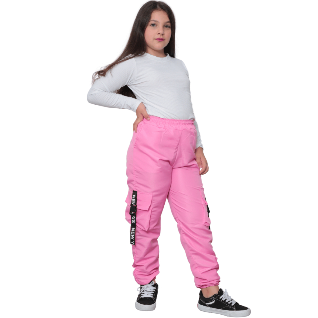 Calça Jogger Feminina Cargo Tactel Infantil Juvenil Menina Criança ...