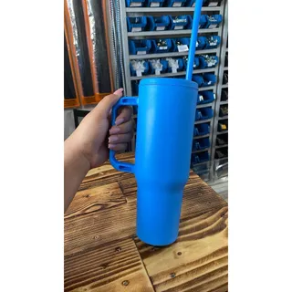 Copo de plástico 1200ml azul, verde e rosa Com Canudo