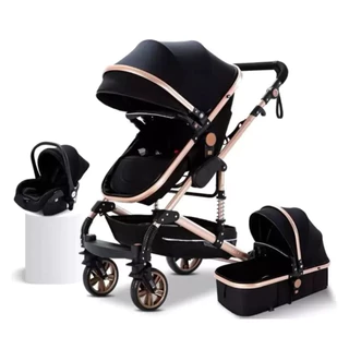 Carrinho De Bebê Luxo 3 em 1 Europeu Amortecedor + Moisés Berço + Bebê Conforto