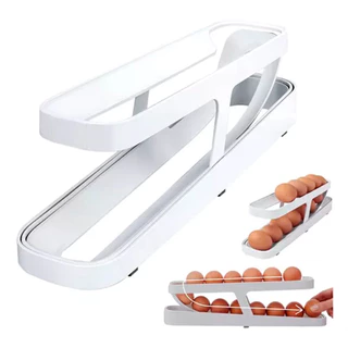 Bandeja Porta Ovos Rolagem Automática Organizadora Topbandeja de ovos ergonomico porta ovos bandeija de ovos pratica 2 andar