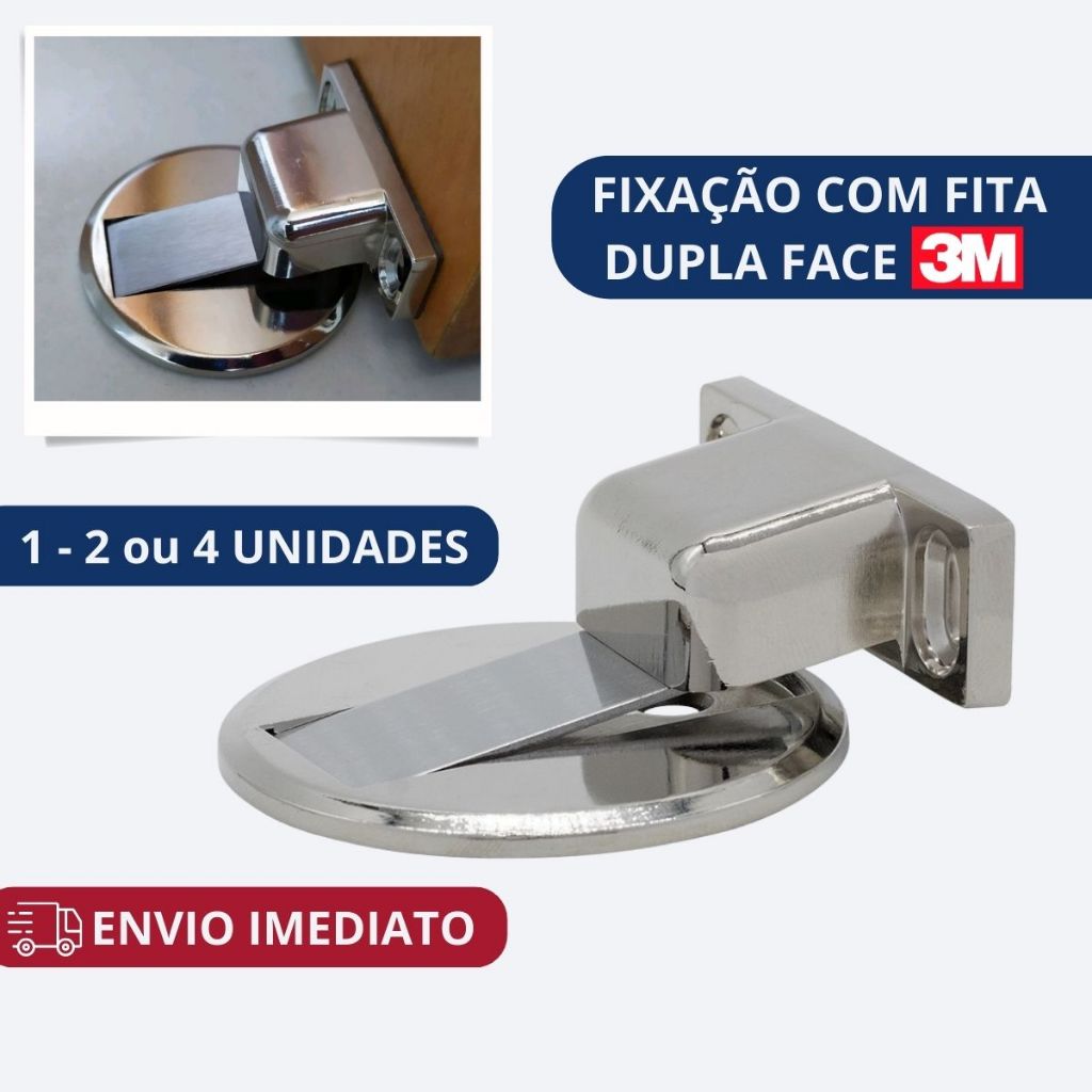 Kit 4 Prendedor Trava de Porta Magnético Slim Cromado