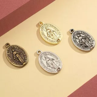 Medalha Milagrosa Nossa Senhora das Graças 2,3x1,5 cm Ouro Velho Níquel Dourado Alta Qualidade