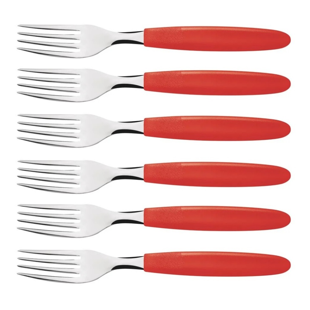 KIT 6 X GARFO PARA SOBREMESA TRAMONTINA IPANEMA AÇO INOX CABO PROPILENO