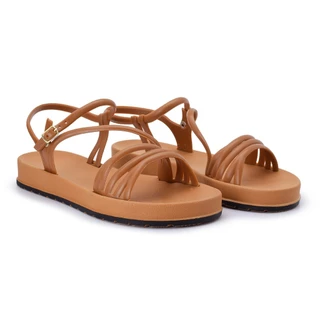 Sandália Papete Rasteirinha Flatform tiras ajuste com fivela