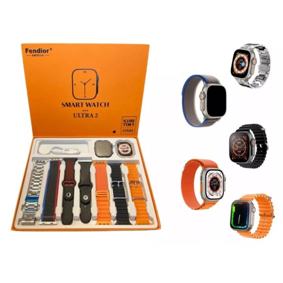 Smartwatch Ultra S100 - 7 em 1 - 7 Pulseiras Lançamento | Shopee Brasil