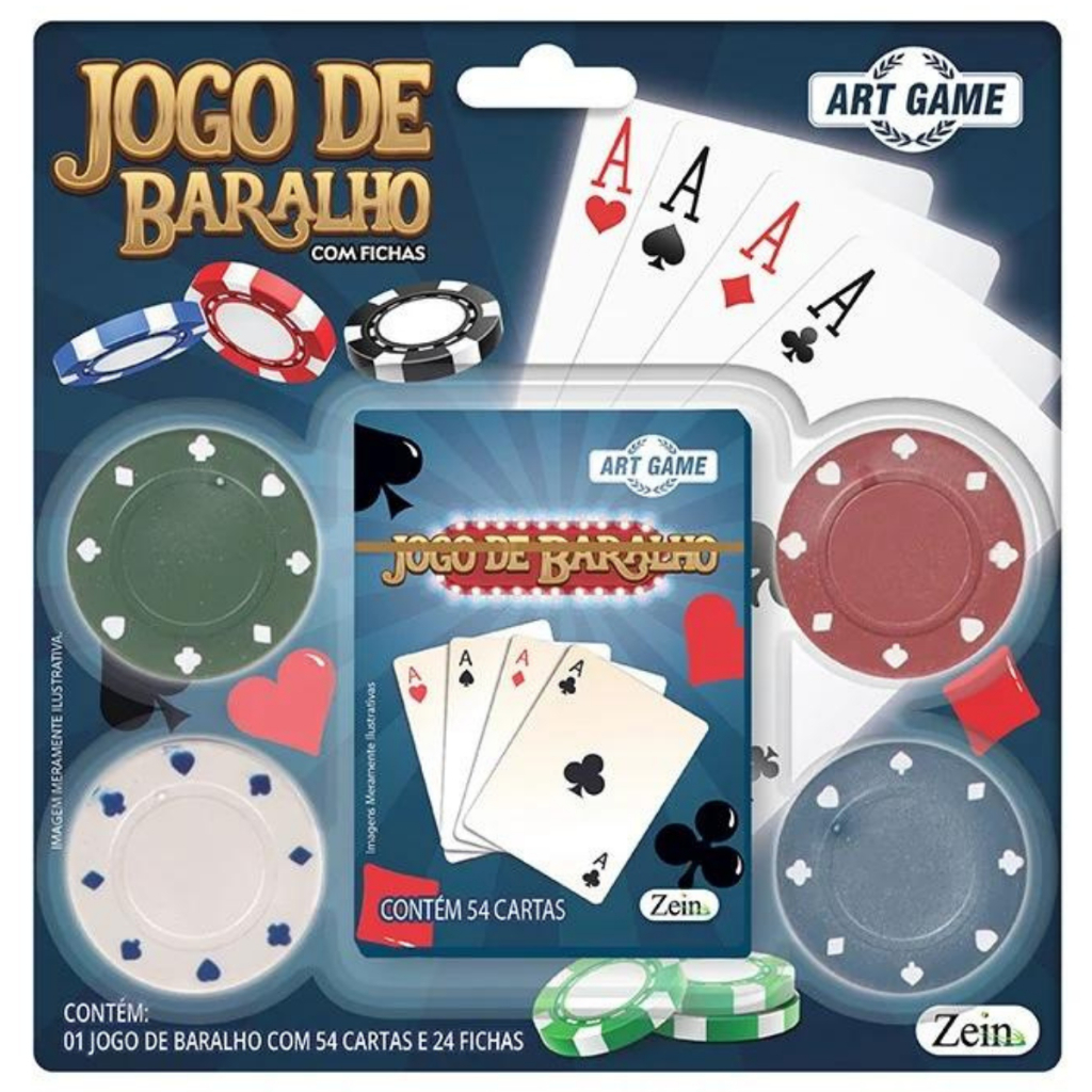 Jogo De Baralho Com Fichas Cartas Truco Pocker Tranca | Shopee Brasil