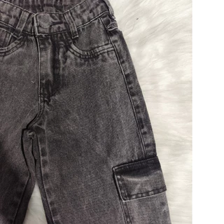 Calça Jeans Cargo Preta Marmorizada Moda Premium Juvenil Blogueirinha 8 ao 16 anos Cintura Ajustável