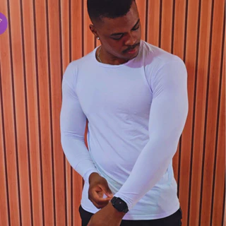 Camisa Térmica Masculina Com Proteção Uv 50+ Segunda Pele Camiseta Malha Fria Academia Manga Longa