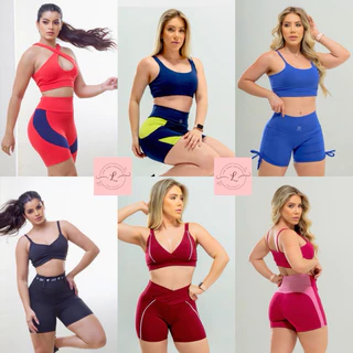 kit 6 peças de roupa para academia feminino (3 conjunto) sortido - suplex - roupa de academia para mulher